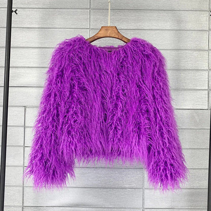 Kurze Damenjacke – Oversize-Passform – Zottelige Kunstfellstruktur – Kurzer Stil 5