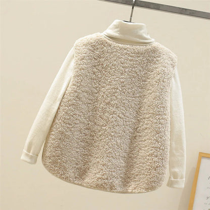 Women's Teddy Vest with Buttons – Casual Warm Perfect for Autumn & Winter