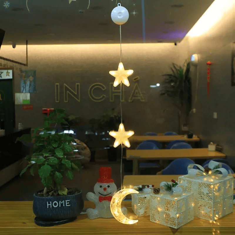 LED Schneeflocken Sternlampe – Dekorative Weihnachtslampe mit Saugnapf für Fenster und Bäume, 10 cm Durchmesser 17