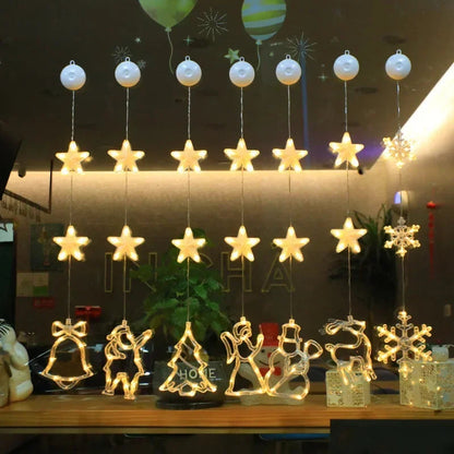 LED Schneeflocken Sternlampe – Dekorative Weihnachtslampe mit Saugnapf für Fenster und Bäume, 10 cm Durchmesser 2