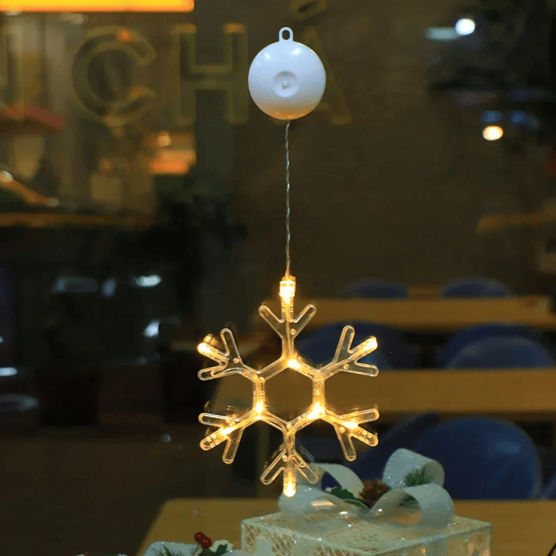 LED Schneeflocken Sternlampe – Dekorative Weihnachtslampe mit Saugnapf für Fenster und Bäume, 10 cm Durchmesser 29