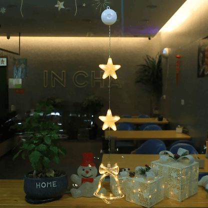 LED Schneeflocken Sternlampe – Dekorative Weihnachtslampe mit Saugnapf für Fenster und Bäume, 10 cm Durchmesser 31