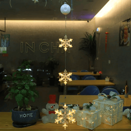 LED Schneeflocken Sternlampe – Dekorative Weihnachtslampe mit Saugnapf für Fenster und Bäume, 10 cm Durchmesser 32