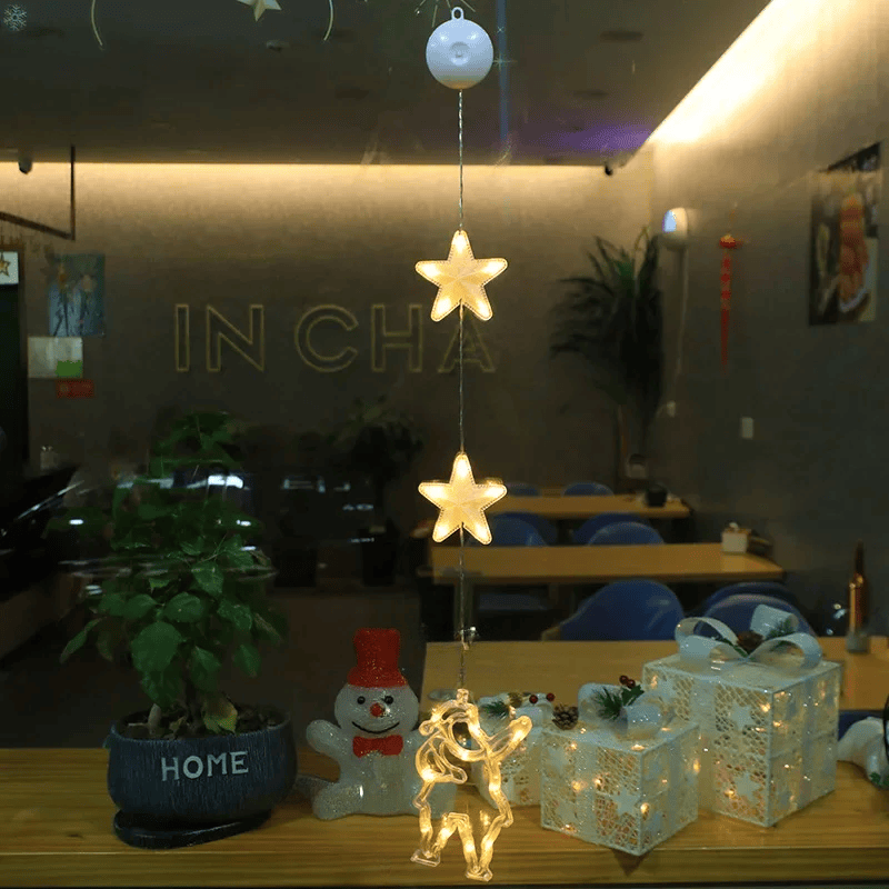 LED Schneeflocken Sternlampe – Dekorative Weihnachtslampe mit Saugnapf für Fenster und Bäume, 10 cm Durchmesser 34
