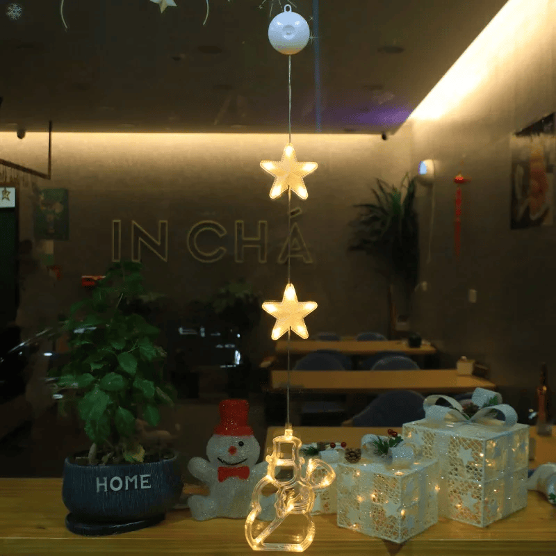 LED Schneeflocken Sternlampe – Dekorative Weihnachtslampe mit Saugnapf für Fenster und Bäume, 10 cm Durchmesser 36
