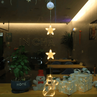 LED Schneeflocken Sternlampe – Dekorative Weihnachtslampe mit Saugnapf für Fenster und Bäume, 10 cm Durchmesser 36