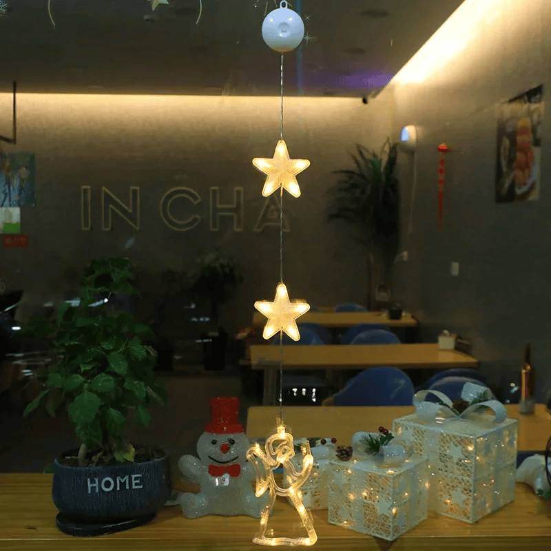 LED Schneeflocken Sternlampe – Dekorative Weihnachtslampe mit Saugnapf für Fenster und Bäume, 10 cm Durchmesser 37