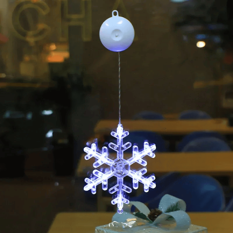 LED Schneeflocken Sternlampe – Dekorative Weihnachtslampe mit Saugnapf für Fenster und Bäume, 10 cm Durchmesser 38
