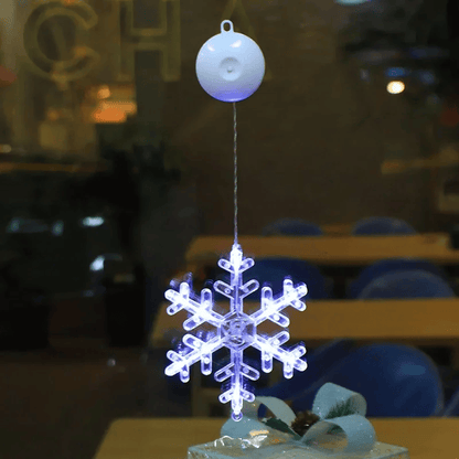 LED Schneeflocken Sternlampe – Dekorative Weihnachtslampe mit Saugnapf für Fenster und Bäume, 10 cm Durchmesser 38