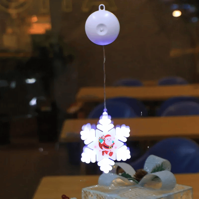 LED Schneeflocken Sternlampe – Dekorative Weihnachtslampe mit Saugnapf für Fenster und Bäume, 10 cm Durchmesser 41