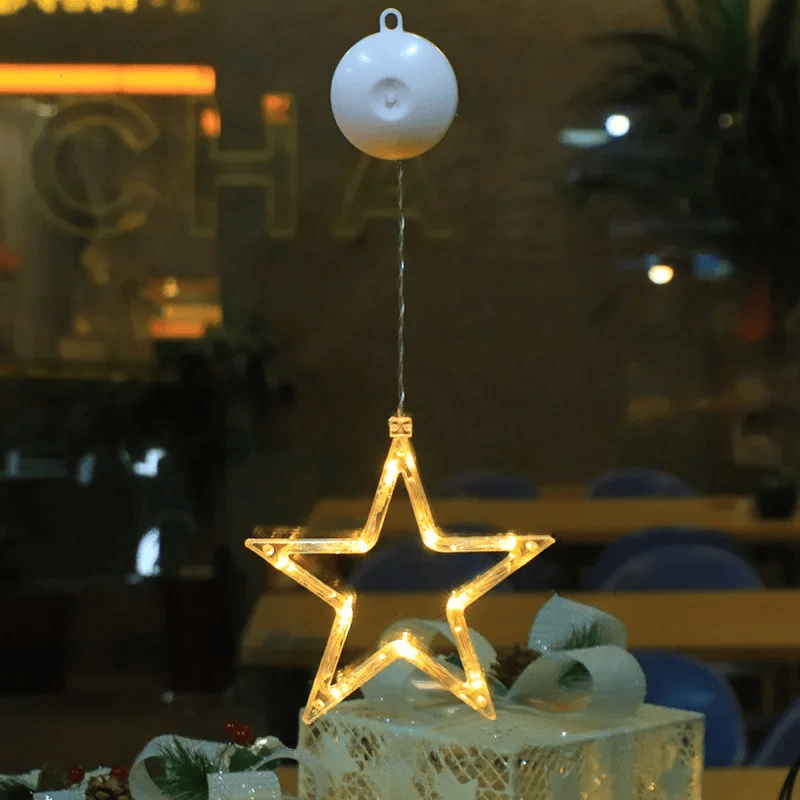 LED Schneeflocken Sternlampe – Dekorative Weihnachtslampe mit Saugnapf für Fenster und Bäume, 10 cm Durchmesser 8