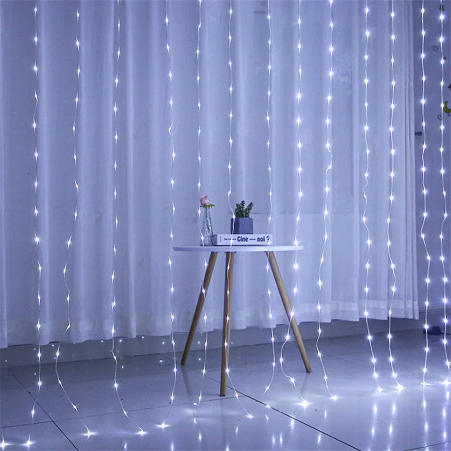 LED Wasserfallbeleuchtung Licht Dekoration 3x2m Kunststoff für Magische Atmosphäre 3