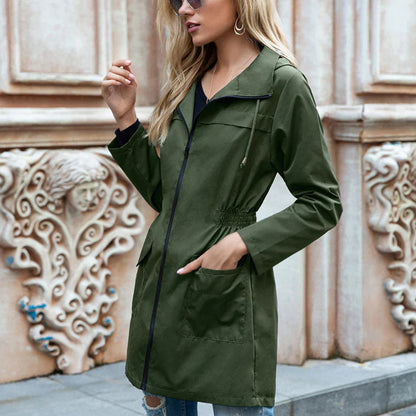 Langer Regenmantel für Damen – Lockere Passform – Verstellbare Kapuze und Taille 4