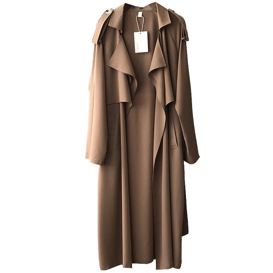 Women's Elegant Trench Coat – Long Cut Flowing Timeless for All Seasons