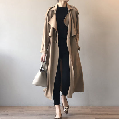 Women's Elegant Trench Coat – Long Cut Flowing Timeless for All Seasons