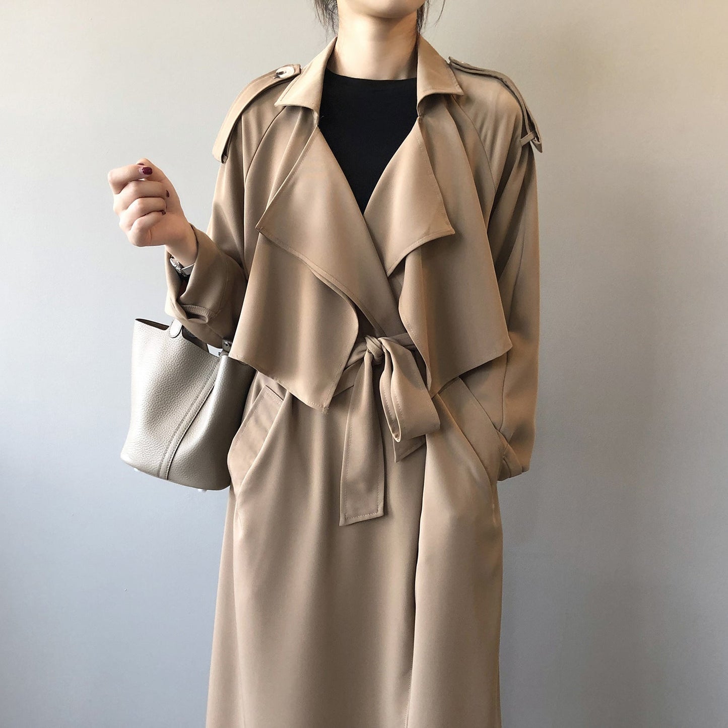 Women's Elegant Trench Coat – Long Cut Flowing Timeless for All Seasons