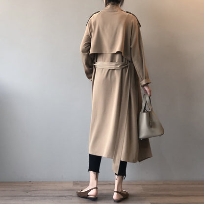 Women's Elegant Trench Coat – Long Cut Flowing Timeless for All Seasons