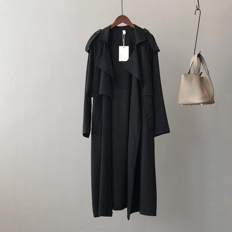 Women's Elegant Trench Coat – Long Cut Flowing Timeless for All Seasons