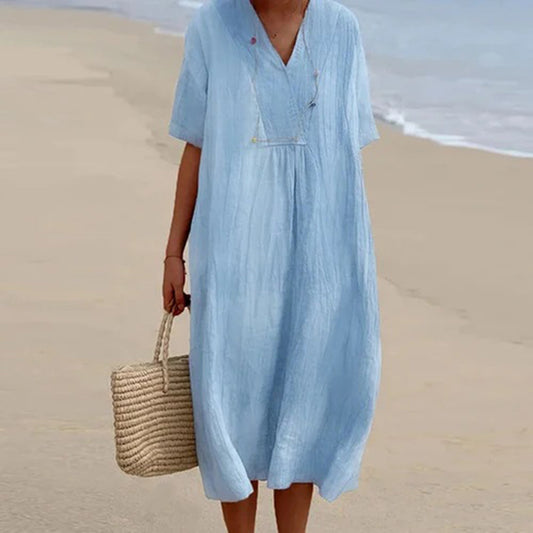 Lässiges Sommerkleid für Damen – Atmungsaktives Polyester in Lebhaften Farben, Stilvolles Design für Warme Tage 0