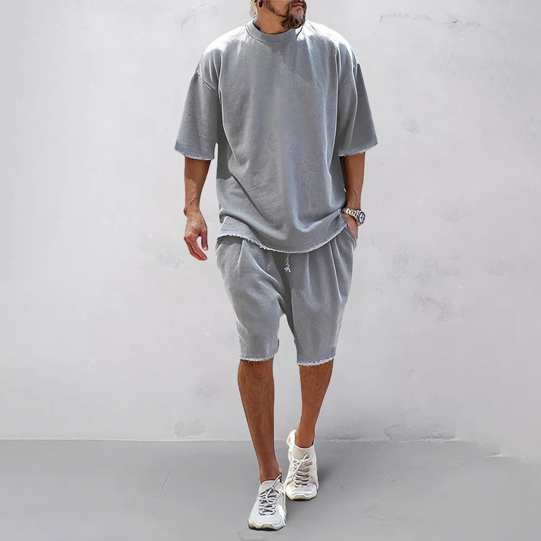 Variant image for Herren Set Hellgrau Größe M Polyester – Lässiges Freizeitoutfit für Sommeraktivitäten-6