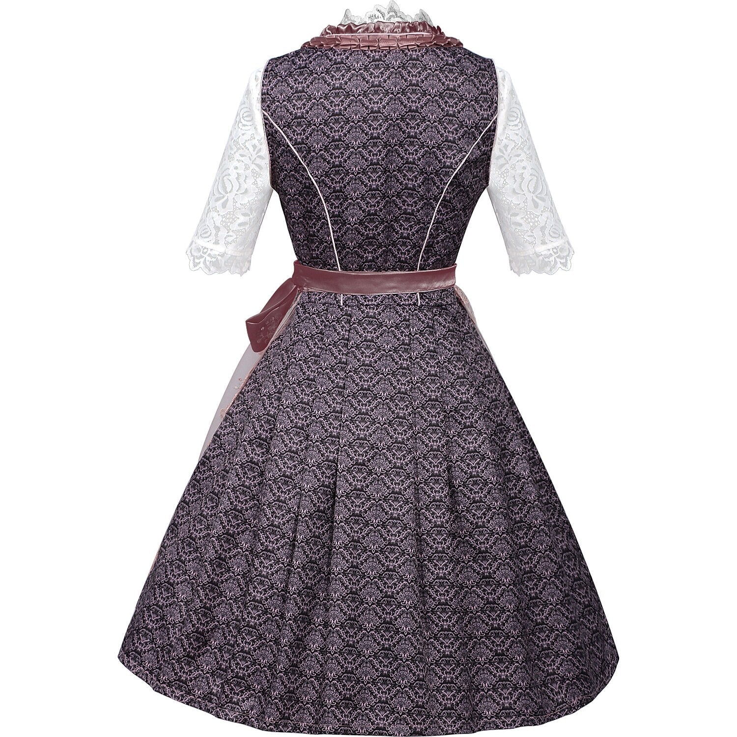 Lila besticktes Dirndlkleid mit Spitzenschürze und Bluse zum Oktoberfest 7