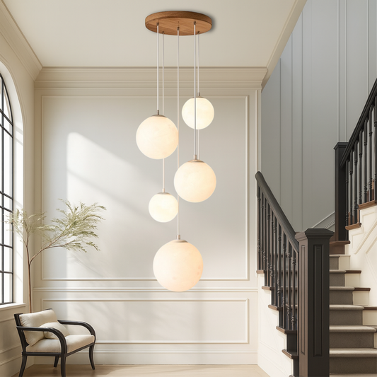 LumiGlow | Skandinavischer Kronleuchter Mondlampe Treppe mit skulpturaler Eleganz 0