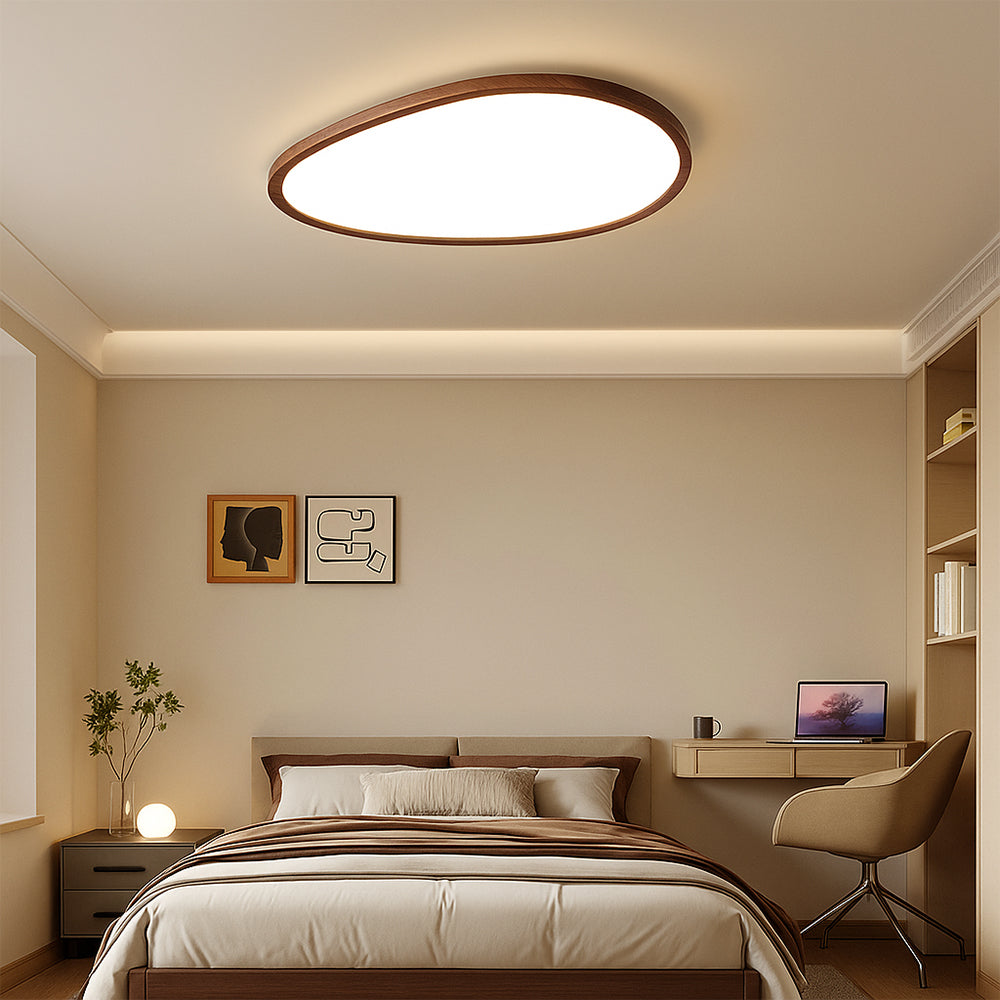 LumiGrain | Moderne ultradünne Deckenleuchte aus dunklem Holz 0