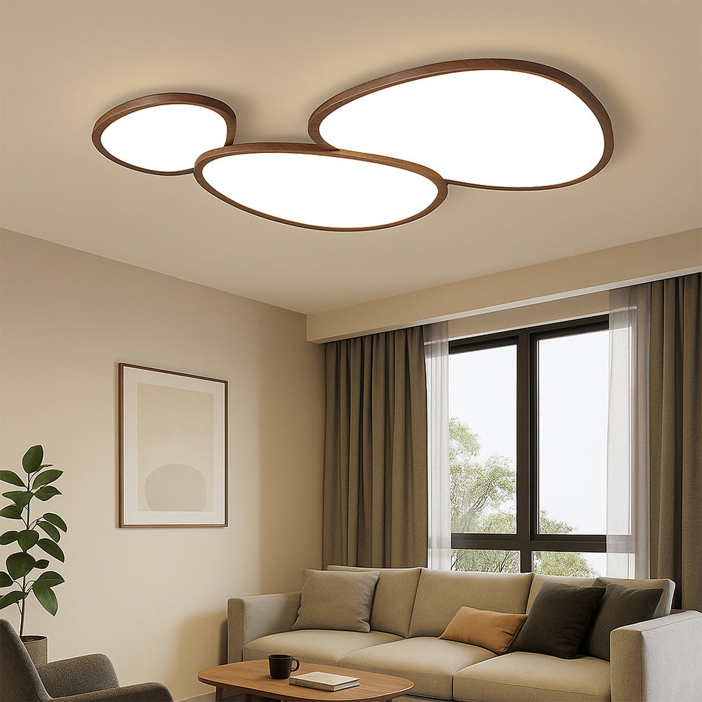 LumiGrain | Moderne ultradünne Deckenleuchte aus dunklem Holz 1