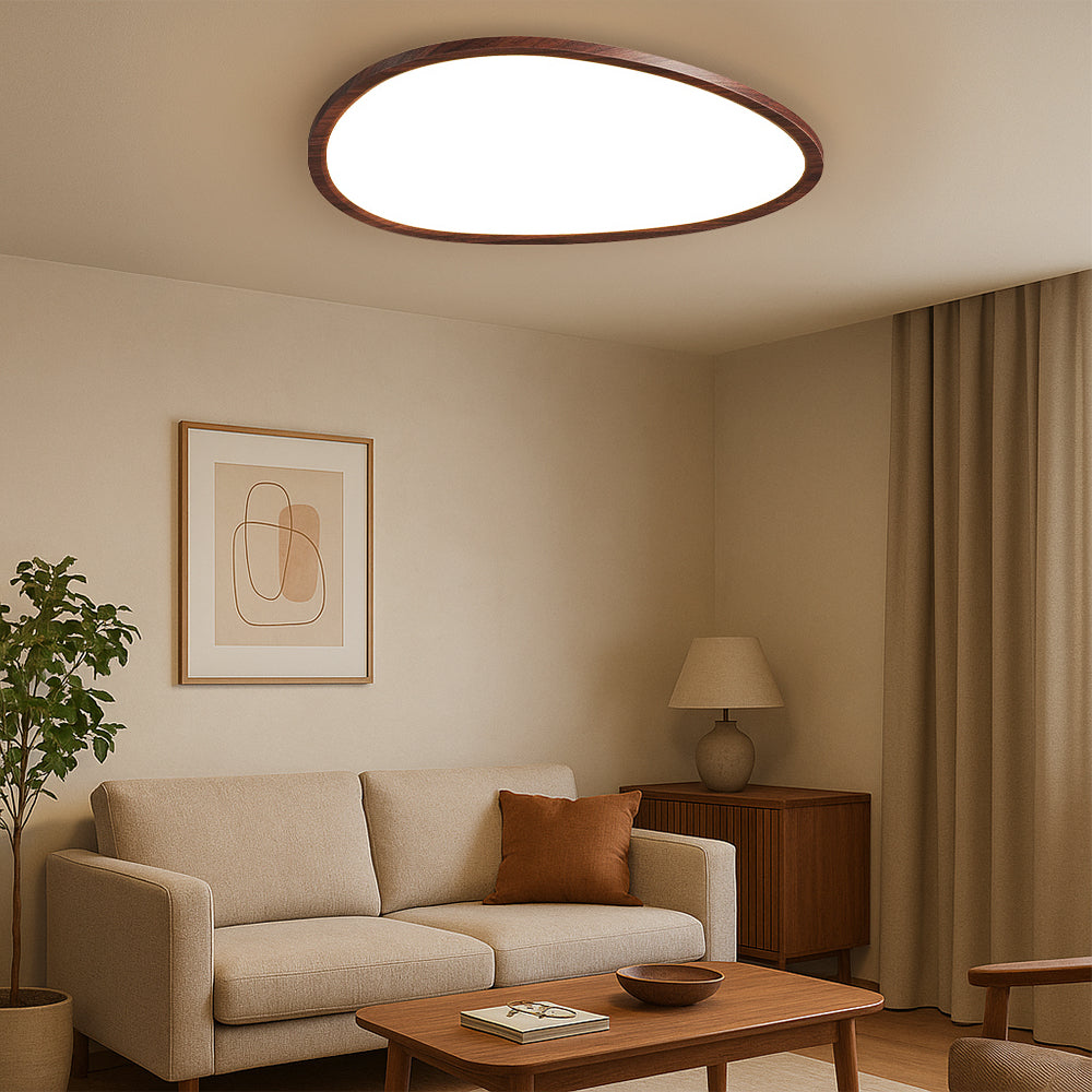LumiGrain | Moderne ultradünne Deckenleuchte aus dunklem Holz 2
