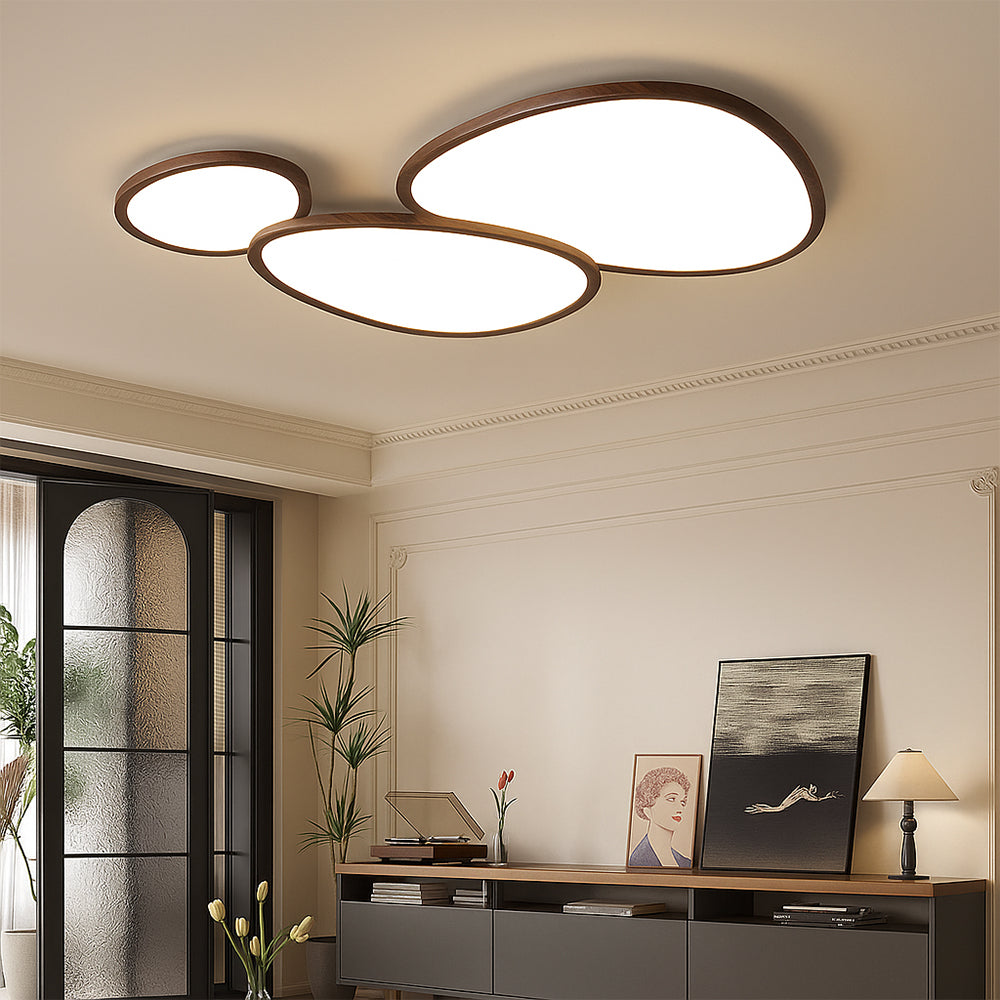 LumiGrain | Moderne ultradünne Deckenleuchte aus dunklem Holz 3