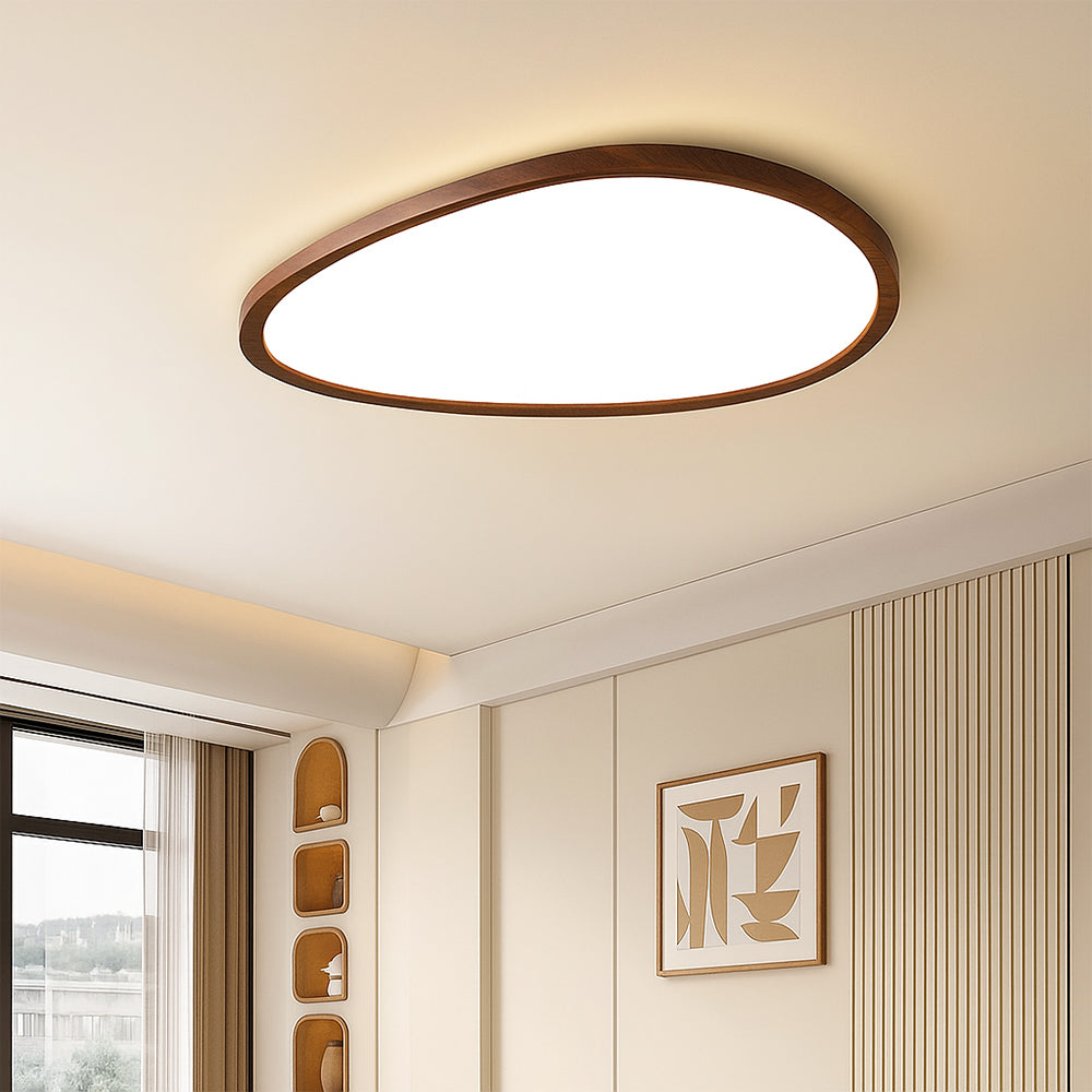LumiGrain | Moderne ultradünne Deckenleuchte aus dunklem Holz 5