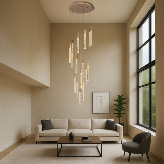 Lumina | Goldener Treppenleuchter aus Acryl für anspruchsvolle Innenräume 0