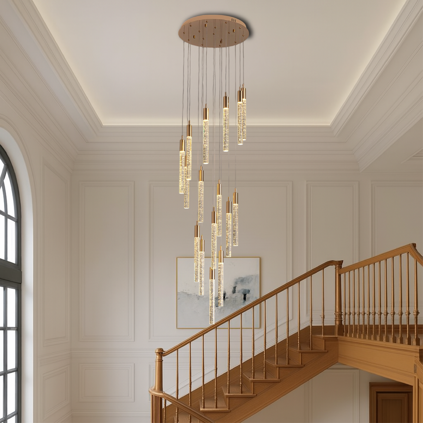 Lumina | Goldener Treppenleuchter aus Acryl für anspruchsvolle Innenräume 2