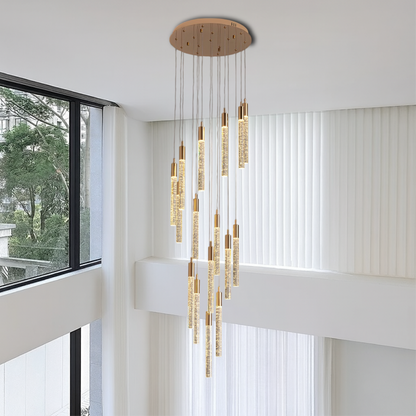 Lumina | Goldener Treppenleuchter aus Acryl für anspruchsvolle Innenräume 3