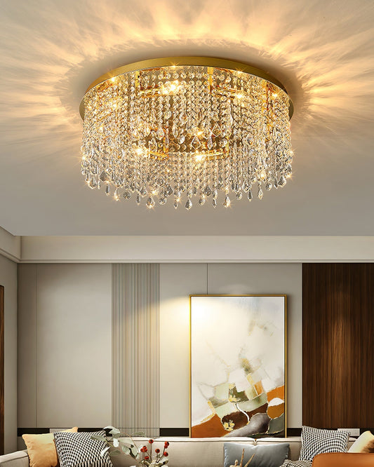 Luxuriöse Deckenlampe aus Kristall und Edelstahl für Wohnzimmer oder Schlafzimmer – Elegante Innenbeleuchtung 0