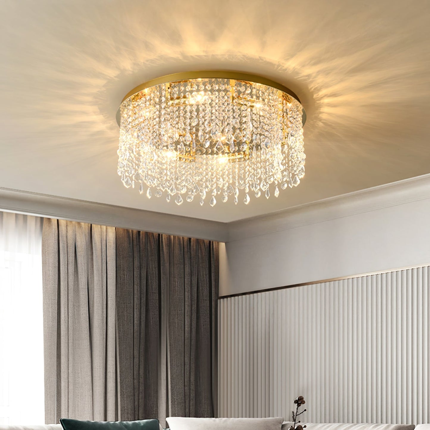 Luxuriöse Deckenlampe aus Kristall und Edelstahl für Wohnzimmer oder Schlafzimmer – Elegante Innenbeleuchtung 7