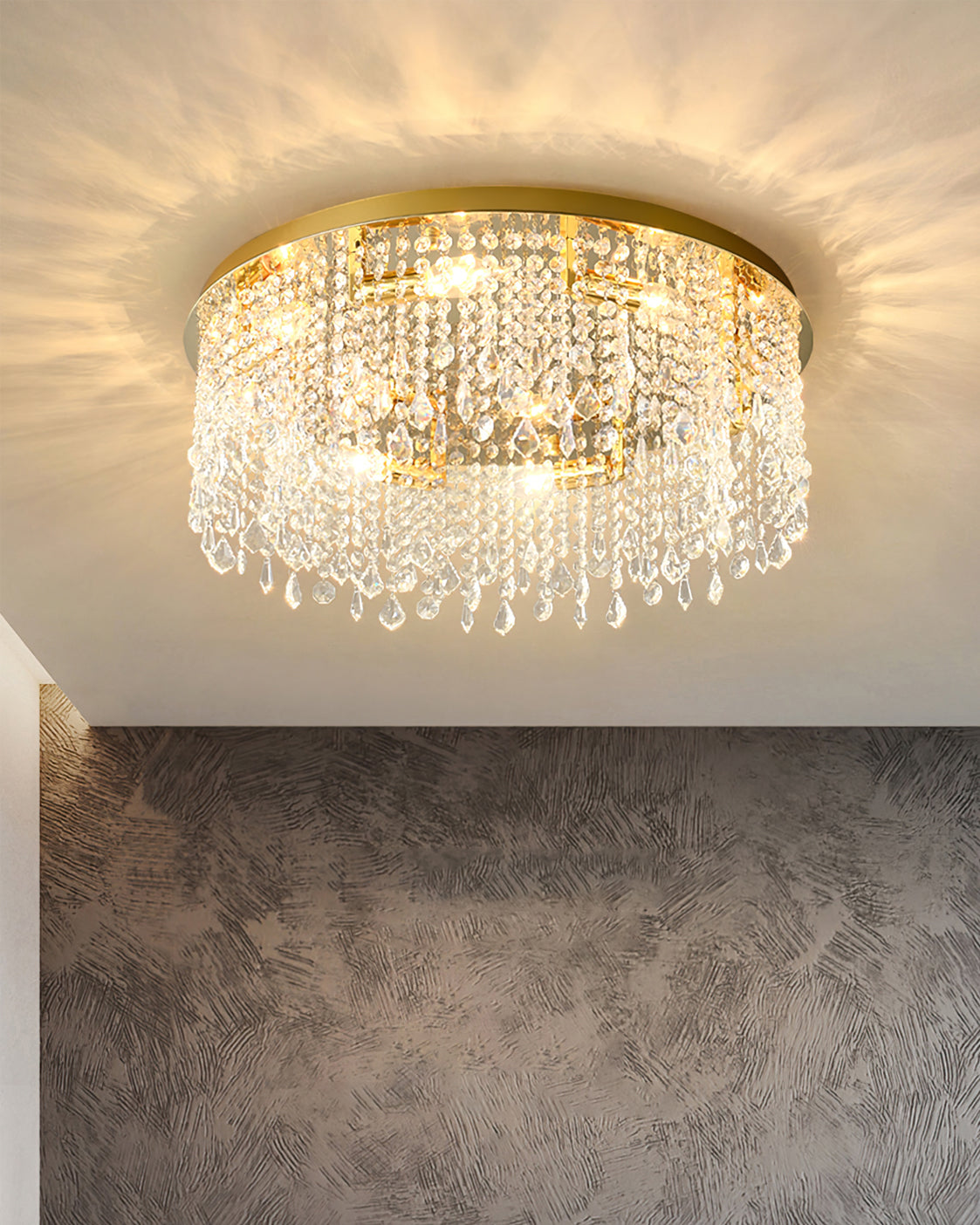 Luxuriöse Deckenlampe aus Kristall und Edelstahl für Wohnzimmer oder Schlafzimmer – Elegante Innenbeleuchtung 8