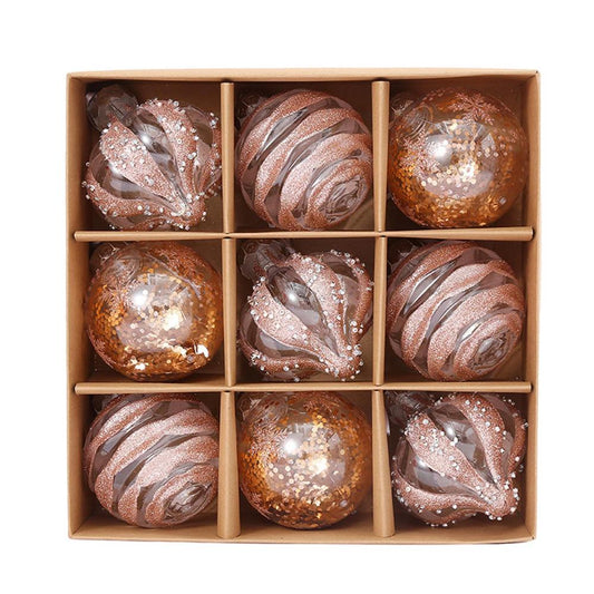 Luxuriöse Weihnachtsbaumkugeln Set 9 Stück Champagner Roségold Kunststoff 0