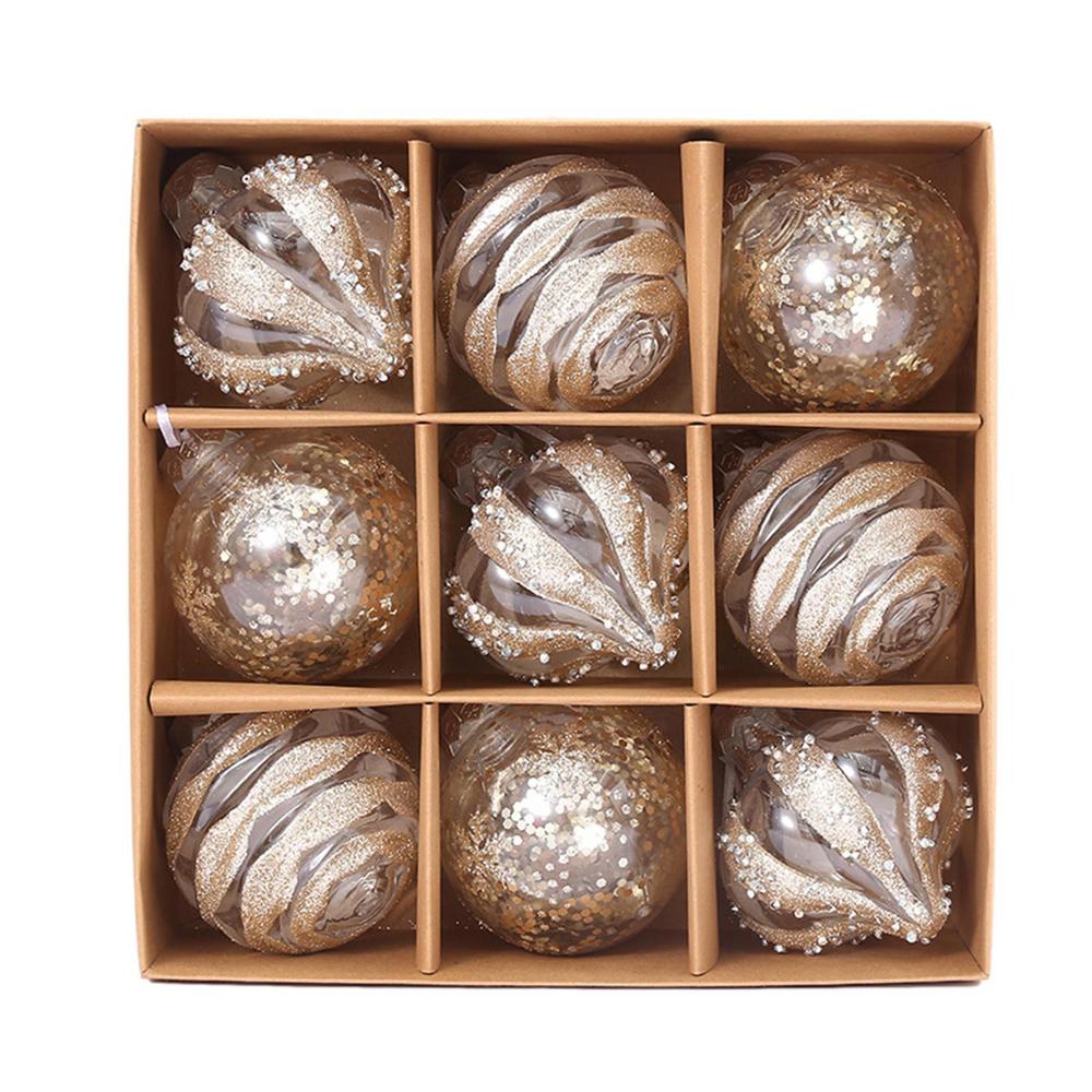 Luxuriöse Weihnachtsbaumkugeln Set 9 Stück Champagner Roségold Kunststoff 1