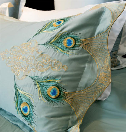 Luxuriöses Duvet Set aus 100% Ägyptischer Baumwolle – Türkis mit Pfauenmuster, 4-teilig, Maschinenwaschbar, verschiedene Größen erhältlich 1