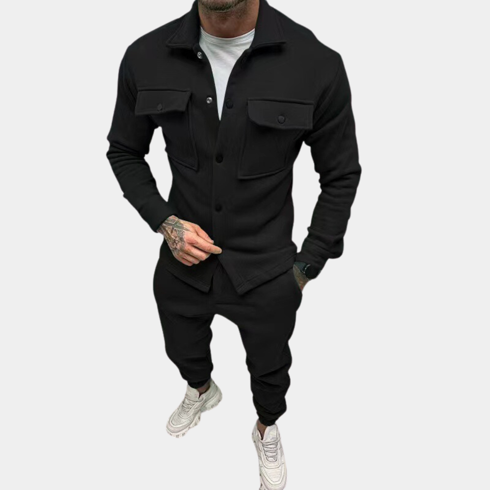 Herren Set Oliv Größe M Baumwolle Zwei-Teiler für Männer-2