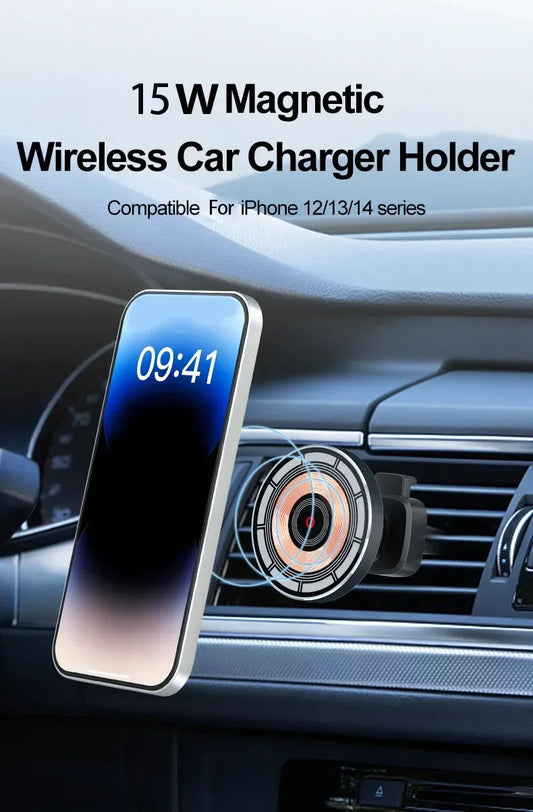 Magnetische Auto Ladehalterung mit 15W Schnellladung und 360° Drehfunktion – Kabelloses Laden für iPhone und Qi-Geräte 0