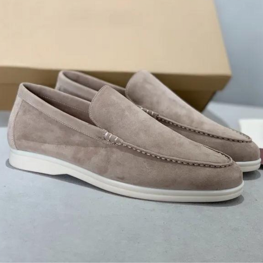 Herren Slipper Beige Größe 42 Wildleder Atmungsaktiv Schlupfschuhe für Sommer-1