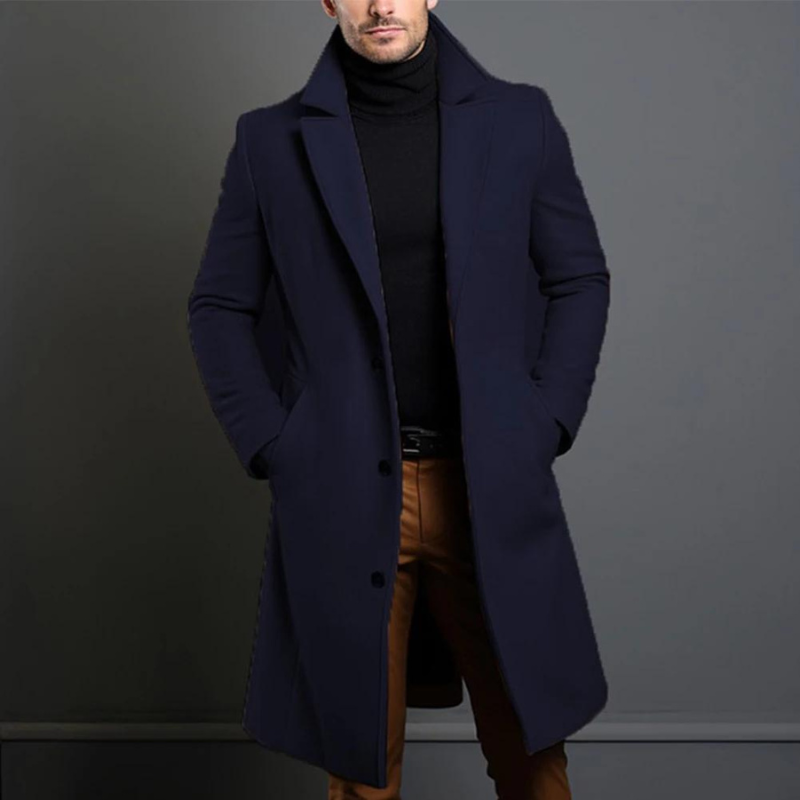 Mason | Zeitlos Eleganter Herrenmantel Lang in Schwarz 3