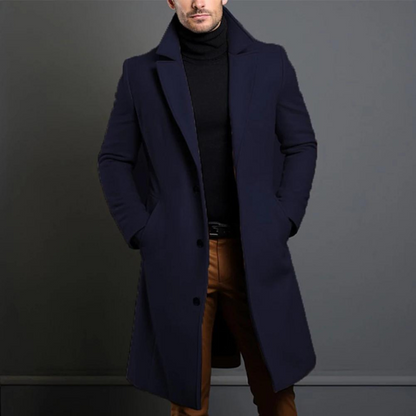 Mason | Zeitlos Eleganter Herrenmantel Lang in Schwarz 3