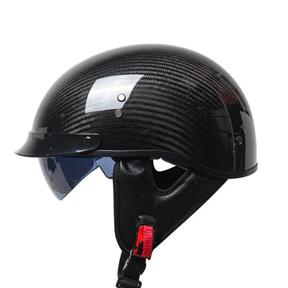 Men’s Half-Face Helmet Carbon Fiber Lightweight Retro Style 0