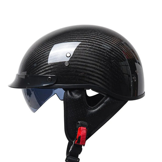 Men’s Half-Face Helmet Carbon Fiber Lightweight Retro Style 0