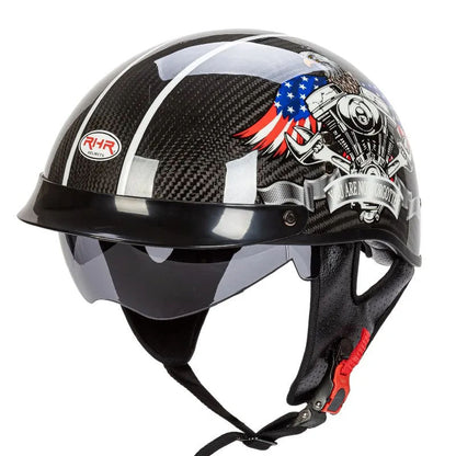 Men’s Half-Face Helmet Carbon Fiber Lightweight Retro Style 9