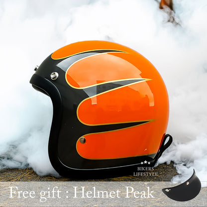 Men’s Low Profile Motorcycle Helmet Vintage DOT ECE Approved Fiberglass 12