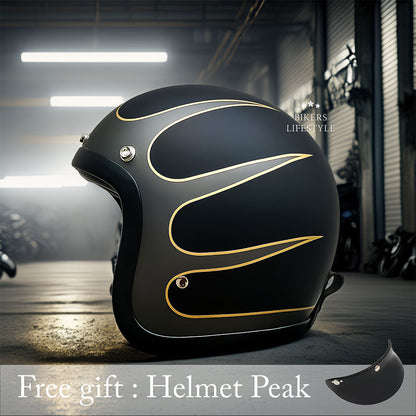 Men’s Low Profile Motorcycle Helmet Vintage DOT ECE Approved Fiberglass 15